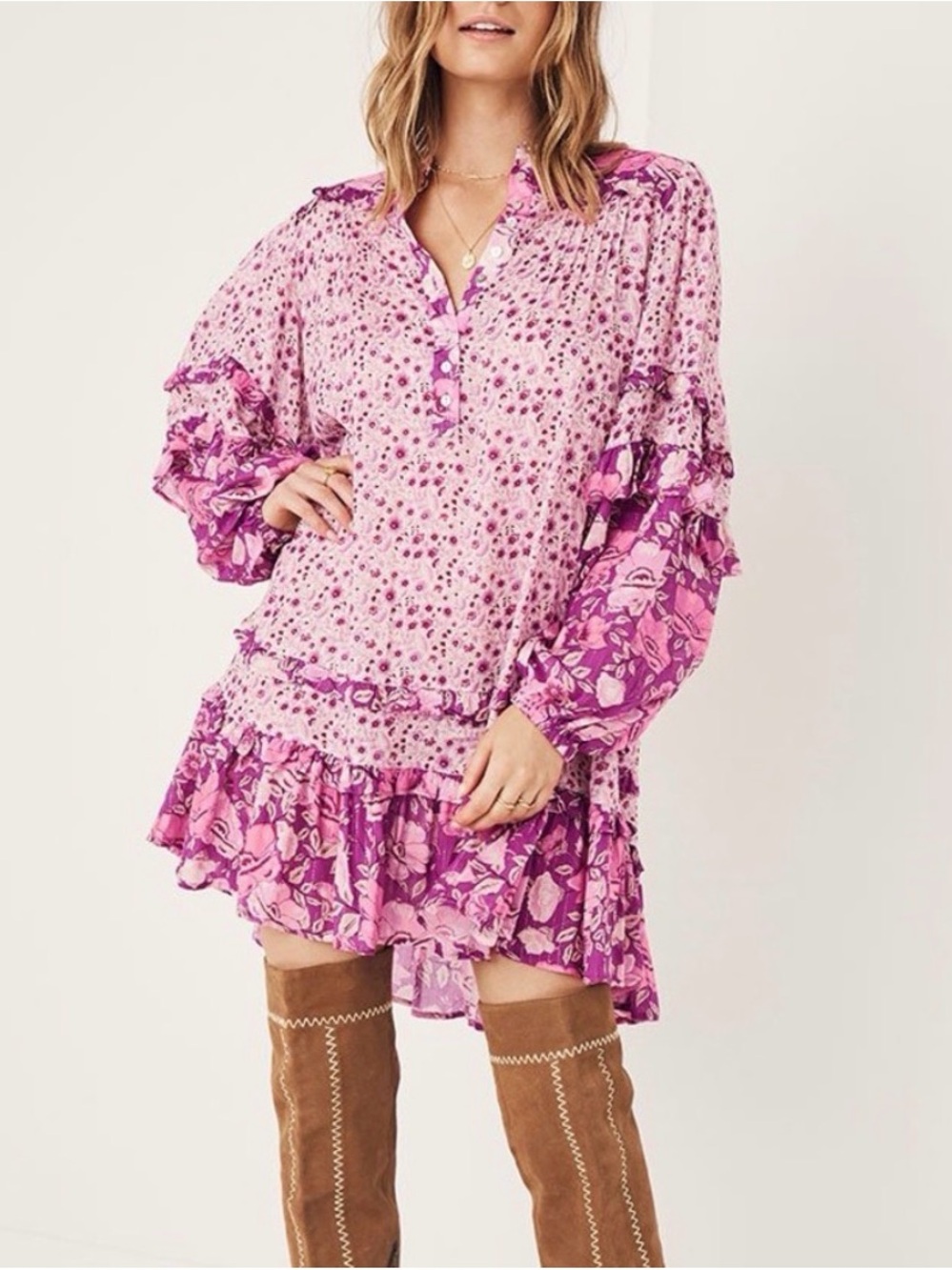 Spell Winona Pink Floral Tunic Dress